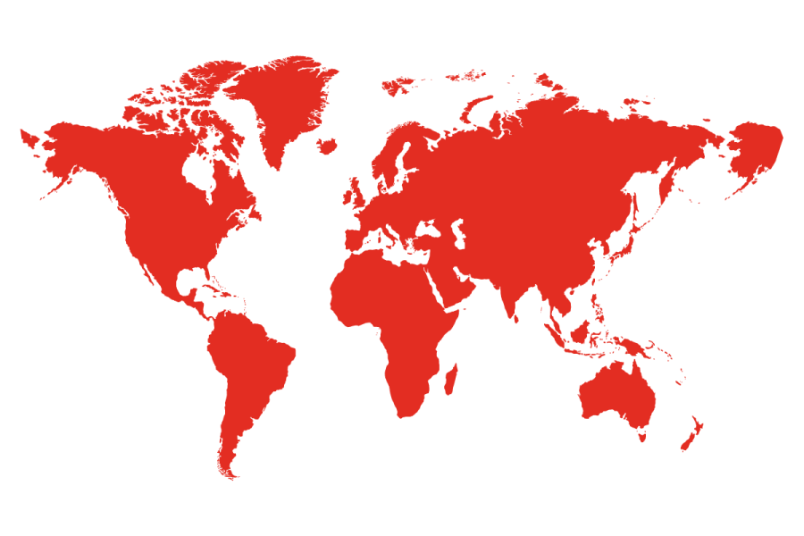 Verdenskart i rødt
